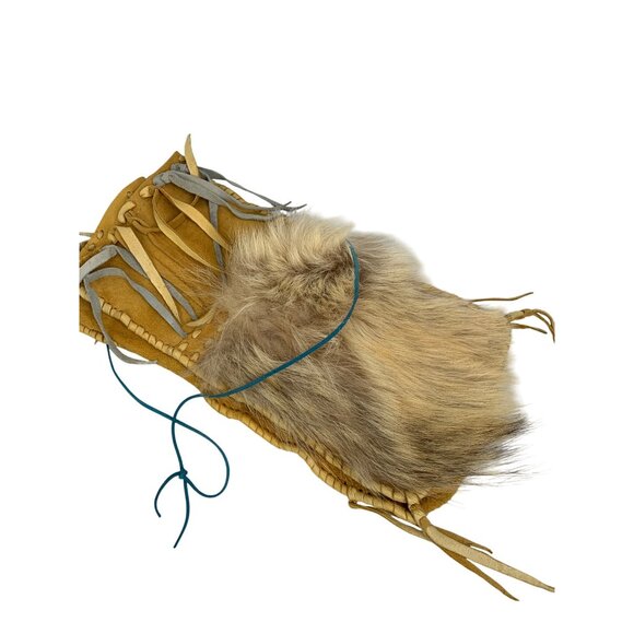 Handmade Buckskin Fur Leather Native American Medicine Herb Bag C10526 - Picture 2 of 9